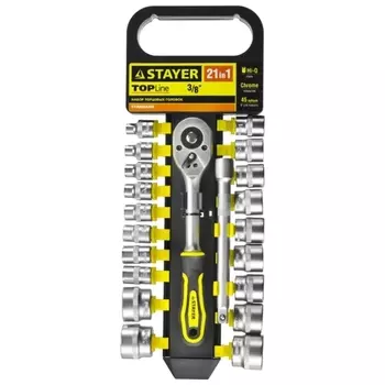 Набор головок STAYER 27752-H21, предметов в наборе: 21 шт., 3/8", пластиковый держатель (27752-H21)