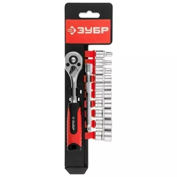 Набор головок ЗУБР 27645-H12, предметов в наборе: 12 шт., 1/4", пластиковый держатель (27645-H12)