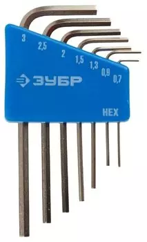 Набор имбусовых ключей ЗУБР ЭКСПЕРТ МИНИ, предметов в наборе: 7шт., для точных работ, пластиковый держатель (27471-H7)