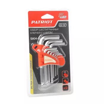 Набор имбусовых (шестигранных) ключей, CrV, ключи: имбусовые - 9шт., блистер, PATRIOT SKH-9 (350002003)