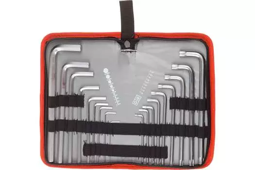 Набор имбусовых (шестигранных) ключей, предметов в наборе: 18шт., CrV, ключи: имбусовые - 18шт., чехол, ЗУБР МАСТЕР (27463-H18)