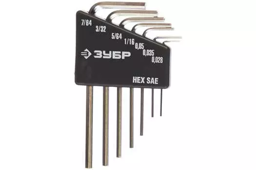 Набор имбусовых (шестигранных) ключей, предметов в наборе: 7шт., CrV, блистер, ЗУБР Эксперт (27475-H7)