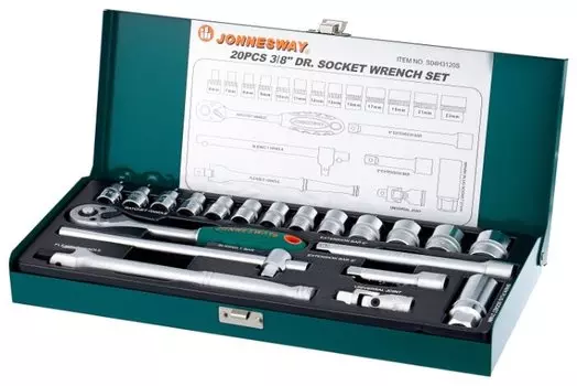 Набор инструментов Jonnesway S04H3120S, предметов в наборе: 20 шт., металлический кейс (S04H3120S)