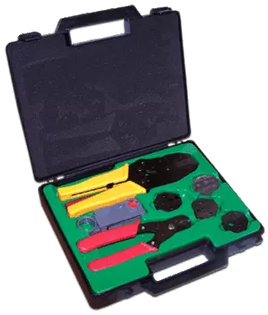 Набор инструментов Lanmaster LAN-NT-TK/COAX, предметов в наборе: 9 шт., для работы с коаксиальным кабелем, пластиковый кейс