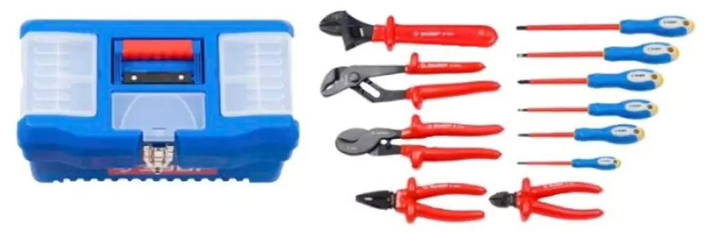 Набор инструментов ЗУБР 2214-H12, предметов в наборе: 12 шт., пластиковый кейс (2214-H12)