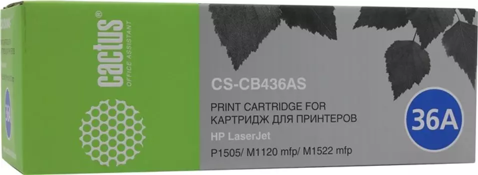 Набор картриджей лазерный Cactus CS-CB436AS-2 (CB436A), черный, 2000 страниц, 2 шт., совместимый для LaserJet M1120 / M1120n / M1522n / M1522nf / P1505 / P1505n