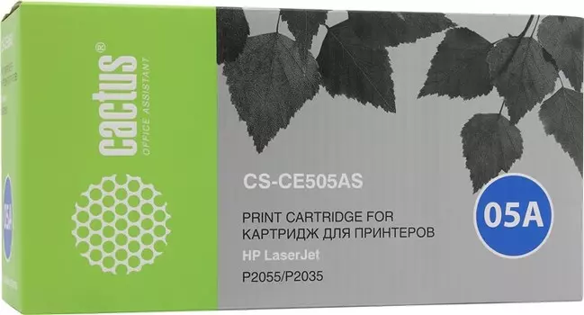 Набор картриджей лазерный Cactus CS-CE505AS-2 (CE505A), черный, 2300 страниц, 2 шт., совместимый для LaserJet P2035 / P2035n / P2055 / P2055d / P2055dn / P2055d