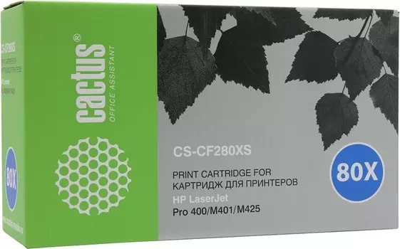 Набор картриджей лазерный Cactus CS-CF280XS-2 (CF280X), черный, 6900 страниц, 2 шт., совместимый для LaserJet Pro 400 MFP M425dn / MFP M425dw / M401dne / M401a / M401d / M401dn / M401dw