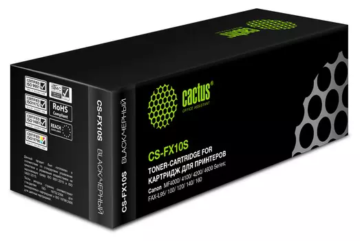 Набор картриджей лазерный Cactus CS-FX10S-4 (FX-10), черный, 2000 страниц, 4 шт., совместимый для Canon FAX-L100 / L120 / L140 / L160 / L95/MF-4010 / 4018 / 4120 / 4140 / 4150 / 4270 / 4320 / 4330 / 4340 / 4350 / 4370 / 4380 / 4660 / 4690/PC-D440 /D450