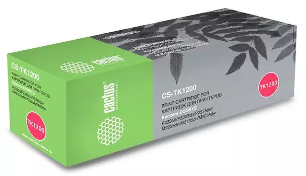 Набор картриджей лазерный Cactus CS-TK1200-2 (TK-1200/1T02VP0RU0), черный, 3000 страниц, 2 шт., совместимый для Kyocera Ecosys P2335d/P2335dn/P2335dw