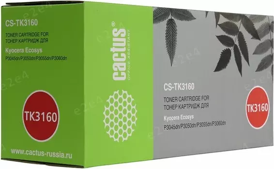 Набор картриджей лазерный Cactus CS-TK3160-2 (TK-3160/1T02T90NL0), черный, 12500 страниц, 2 шт., совместимый для Kyocera 3050DN/3055DN/3060DN