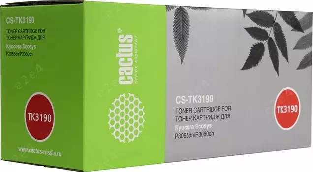 Набор картриджей лазерный Cactus CS-TK3190-2 (TK-3190/1T02T60NL0), черный, 25000 страниц, 2 шт., совместимый для Kyocera ECOSYS P3055DN/P3060DN