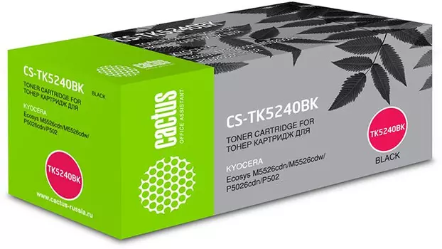 Набор картриджей лазерный Cactus CS-TK5240BK-10 (TK-5240K/1T02R70NL0), черный, 4000 страниц, 10 шт., совместимый для Kyocera Ecosys M5526cdn/P5026cdn/P5026cdw