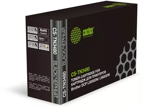 Набор картриджей лазерный Cactus CS-TN3480-4 (TN-3480), черный, 8000 страниц, 4 шт., совместимый для Brother DCP L5500DN/L6600DW
