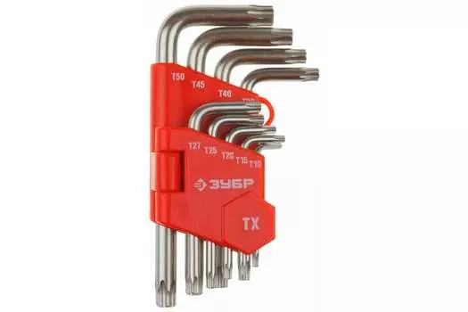Набор ключей Torx, CrV, ключи: имбусовые - 9шт., блистер, ЗУБР МАСТЕР (27462-1_z02)