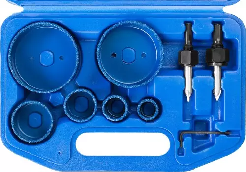 Набор коронок Зубр ПРОФЕССИОНАЛ 22, 28, 35, 44, 68, 73 мм, хвостовик: шестигранник, карбид вольфрама, бетон, кирпич, гипсокартон (33360-H6_z01)