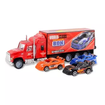 Набор машин Handers "Трейлер + техника", 38 см, красный (HAC1613-125-1//красный)