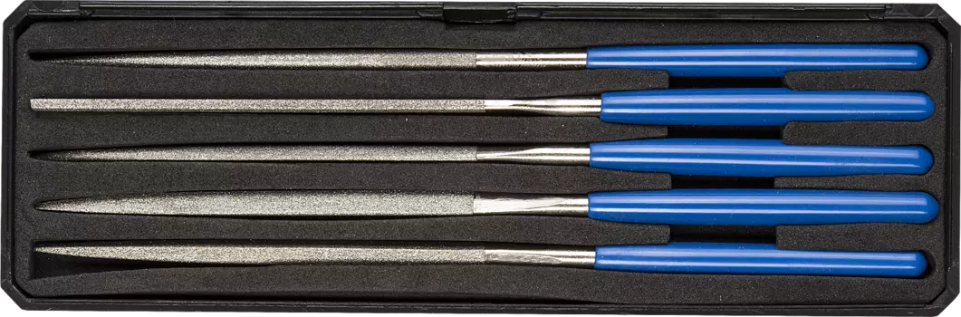 Набор надфилей ЗУБР ЭКСПЕРТ, алмазное напыление, круг­лый, по­лу­круг­лый, квад­рат­ный, тре­уголь­ный, плос­кий, 8 см, материал рукоятки-пластик (33388-160-H5)