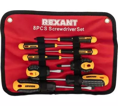 Набор отверток REXANT 12-4774, предметов в наборе: 8 шт., насадки CrV, тканевая сумка, (12-4774)