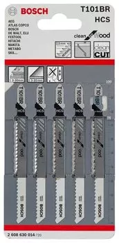 Набор пилок для лобзика Bosch L10 см x 7.4 см, чистый рез, по дереву, 5 шт. (2608630014)