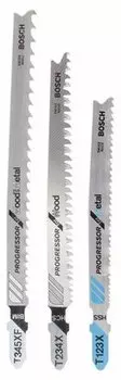 Набор пилок для лобзика Bosch T123XF/T234X/T345XF, быстрый рез, дерево, металл, пластик, 3шт. (2607010515)