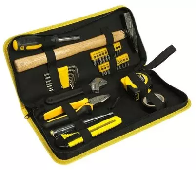 Набор ручного инструмента KOLNER KTS 36 (в сумке 36пр: бита 25мм- 20шт, разводной ключ 6"- 1шт, пассатижи 6"- 1шт, рукоятка для бит- 1шт, шестигранный ключ размером:1.5-2-2.5-3-4-5-5.5-6мм- 8шт, отвертка индикаторная- 1шт, молоток- 1шт, рулетка 3м- 1шт, канцелярский нож 18мм- 1шт, изолента- 1шт)