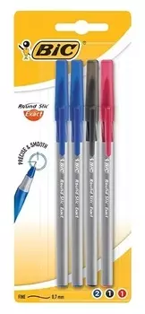 Набор шариковых ручек BIC ROUND STIC EXACT 932858, разноцветный, 4шт., пластик, колпачок, блистер (932858)