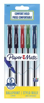 Набор шариковых ручек Paper Mate BRITE BP, разноцветный, 5шт., пластик, легированная сталь, колпачок, блистер (2084412)