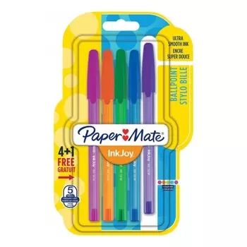 Набор шариковых ручек Paper Mate INKJOY 100, разноцветный, 5шт., пластик, колпачок, блистер (1956726)