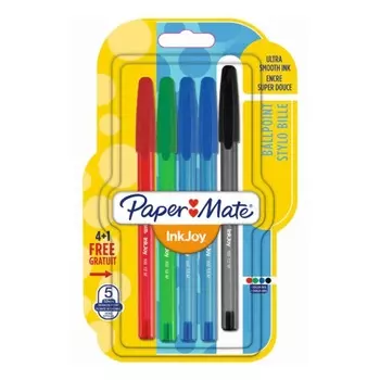 Набор шариковых ручек Paper Mate INKJOY, разноцветный, 5шт., пластик, колпачок, блистер (1956724)