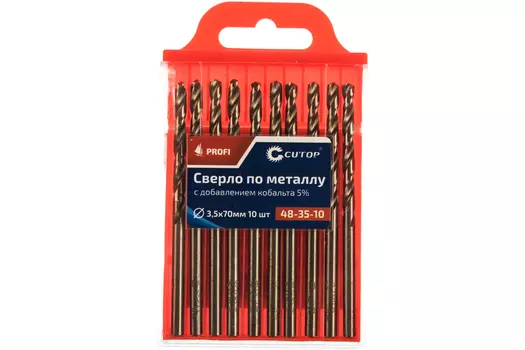 Набор сверл 3.5мм x 70мм, по металлу, CUTOP PROFI, 10шт. (48-35-10)