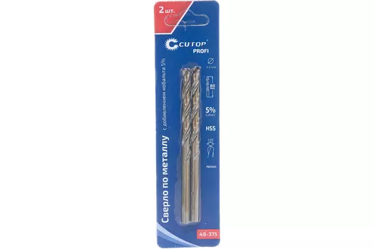 Набор сверл 4.5мм x 80мм/47мм, по металлу, CUTOP, 2шт. (48-375)