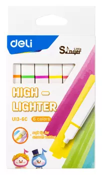 Набор текстовыделителей Deli EU13-6C Little Sinnger скошенный пиш. наконечник 6цв. коробка с европодвесом (EU13-6C)