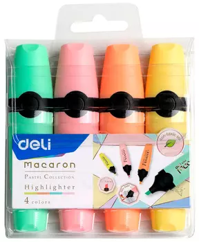 Набор текстовыделителей Deli EU356-MT Macaron скошенный пиш. наконечник 4цв. (EU356-MT)