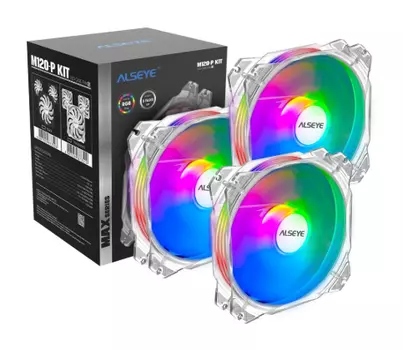 Набор вентиляторов Alseye MAX, 120мм, 1700rpm, 28 дБ, 3pin+Molex, 3шт, RGB (MAX-3M120B(T)-WH)