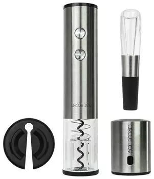Набор Xiaomi Circle Joy 4-in-1 Gift Set, штопор электрический, металлическая пробка для вина, аэратор, универсальный нож, 4xAA, серебристый (CJ-TZ02)