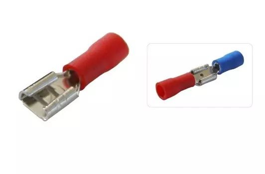 Наконечник КПИ клемма плоская, 0.5 мм/1.5 мм, под опрессовку, изолированный, красный, 100 шт., Netko Optima (FDD 1.25-250)