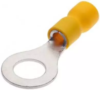 Наконечник НКИ кольцевой изолированный, 2.5 мм - 6 мм, медь, луженый, под опрессовку, желтый, КВТ 6,0-10 (50195)