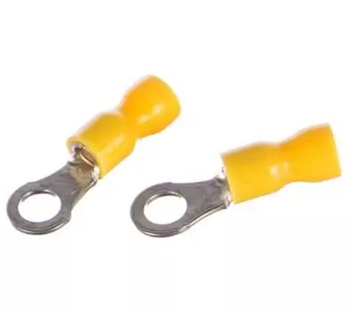 Наконечник НКИ кольцевой изолированный, 2.5 мм - 6 мм, медь, луженый, под опрессовку, желтый, КВТ 6.0-5 (47481)