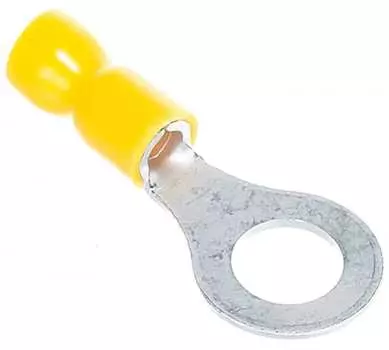 Наконечник НКИ кольцевой изолированный, 2.5 мм - 6 мм, медь, луженый, под опрессовку, желтый, КВТ 6.0-8 (47483)