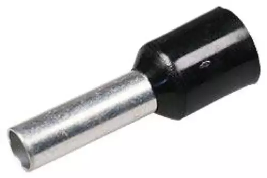 Наконечник НШВИ, 4 мм/4 мм, латунь, под опрессовку, изолированный, черный, 100 шт., Netko Optima (E 4009)