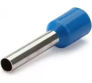 Наконечник НШВИ штыревой втулочный изолированный, 2.5 мм, медь, луженый, под опрессовку, синий, КВТ 2.5-18 (79445)