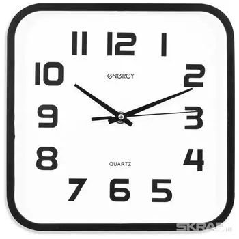 Настенные часы ENERGY ЕС-08, 1xAA, квадратные, черный (009308)
