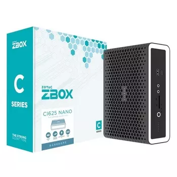 Неттоп-платформа Zotac ZBOX C NANO, Intel Core i3-1115G4 3 ГГц 2xDDR4 SODIMM, 1x2.5" HDD/SSD, 1xM.2 SSD, WiFi, BT, черный/белый (ZBOX-CI625NANO-BE)