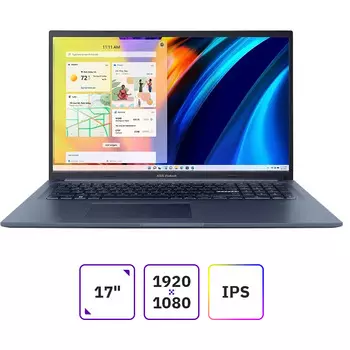 Ноутбук ASUS VivoBook 17 M1702QA-AU081 17.3" IPS 1920x1080, AMD Ryzen 5 5600H 3.3 ГГц, 16Gb RAM, 512Gb SSD, без OC, синий (90NB0YA2-M003N0)