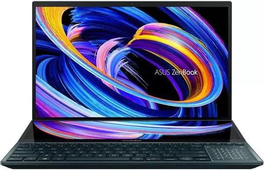 Ноутбук ASUS ZenBook Pro Duo UX582HS-H2002X 15.6" OLED 3840x2160, Intel Core i9 11900H 2.5 ГГц, 32Gb RAM, 1Tb SSD, NVIDIA GeForce RTX 3080-8Gb, W11Pro, синий (90NB0V21-M000D0)