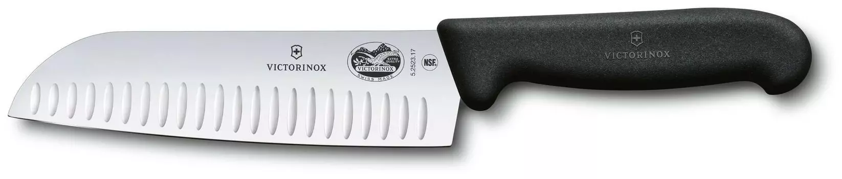 Нож кухонный, сантоку разделочный Victorinox Fibrox, лезвие 17см (5.2523.17)