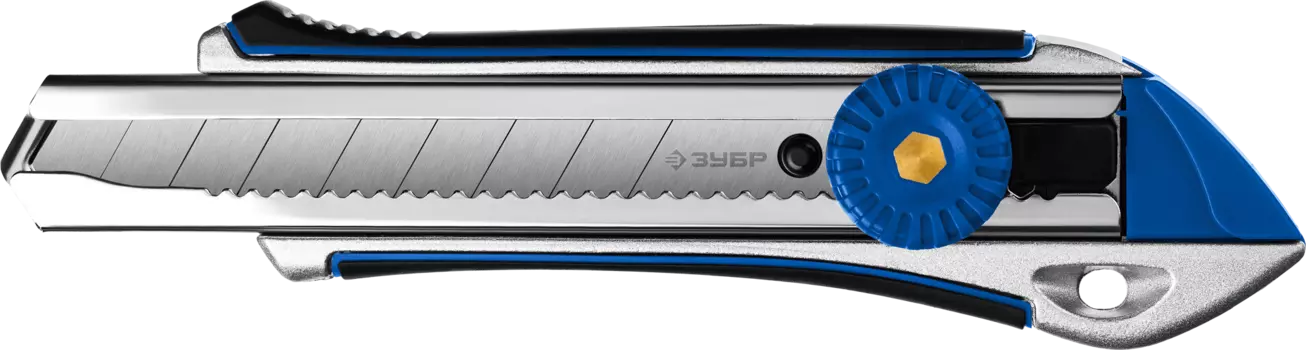 Нож монтажный, винтовая фиксация, лезвие: 18мм / выдвижное / сегментированное / отламывающееся, ЗУБР ПРОФЕССИОНАЛ 09178 (09178)