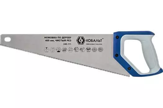 Ножовка по дереву КОБАЛЬТ, шаг зубьев 7 мм, длина полотна 400 мм (246-111)