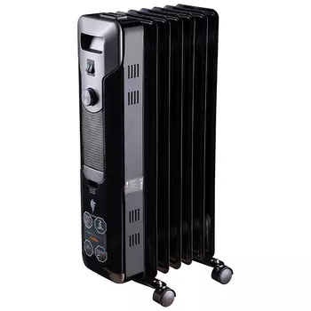 Обогреватель масляный Leonord LE-1907, 1.5 кВт, до 15 м, секций: 7, термостат, регулировка температуры, механическое управление, напольный, черный (105817)